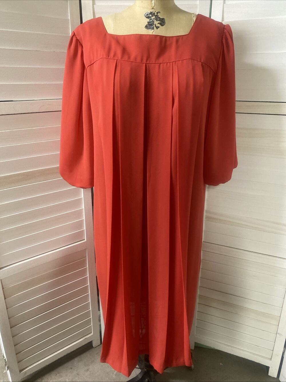 G.O. California 70s Sheath Salmon Pleated Loose Fitting Dress Polyester Sz XL